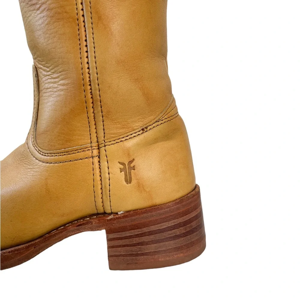 Frye Vintage Banana Yellow Leather Campus Boots Size 6.5 - Picture 11 of 13